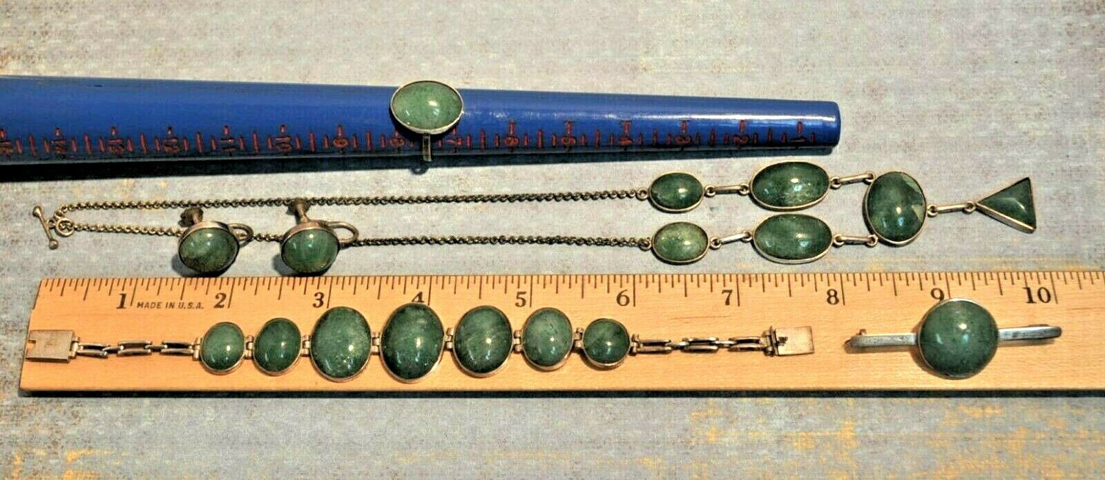 Vintage Jewelry Set: Necklace, Bracelet, Earrings, Pin & Ring