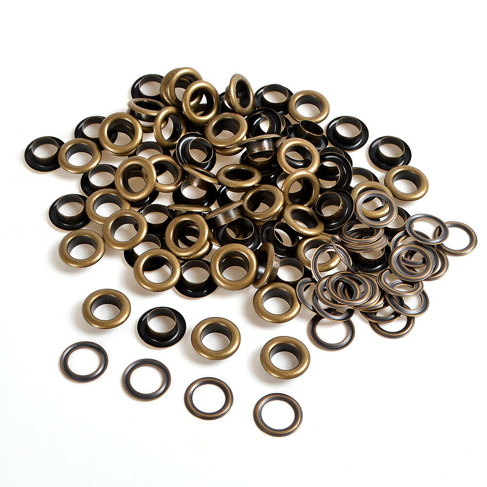 4/5/6/8/10mm X 100 Antique Brass Eyelets Grommets Rings Washers Leather Craft