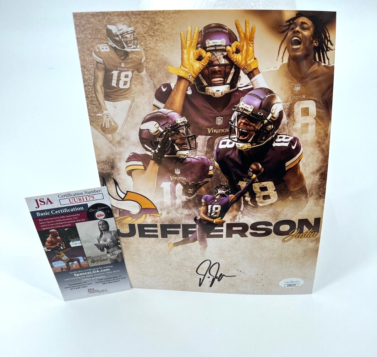 Justin Jefferson Minnesota Vikings Signed 8x10 Photo Jsa Coa