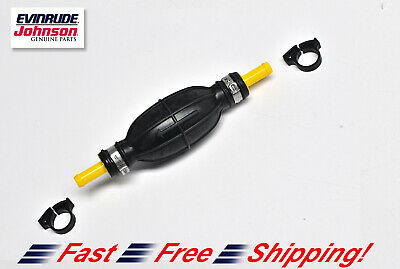 New Johnson Evinrude Fuel Primer Bulb With Clamps 5008586