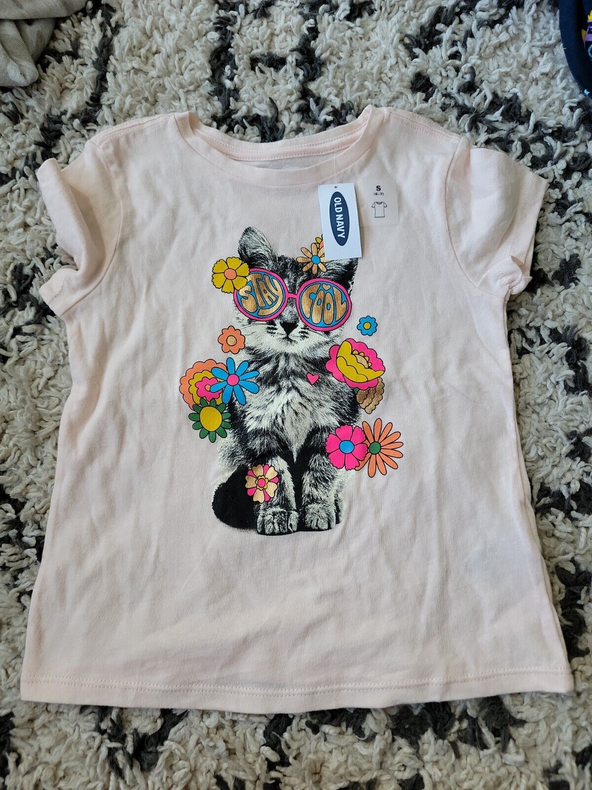 Nwt Girls Old Navy Kitten Kitty Cat Hippy Tshirt Graphic Tee Size Small 6-7