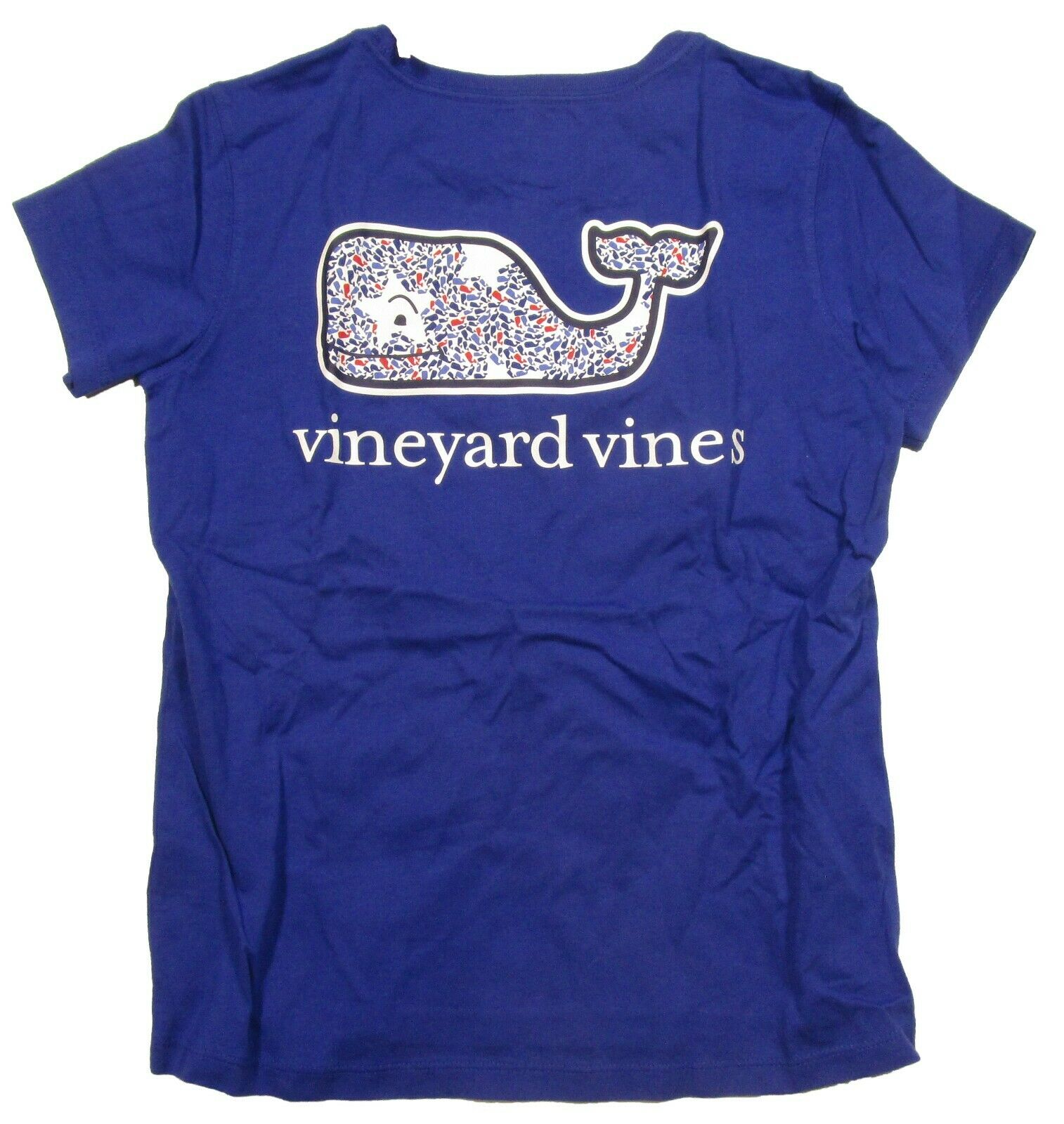 Vineyard Vines Girls Ocean Reed Blue Whale Stars Whale Fill S/s Pocket T-shirt