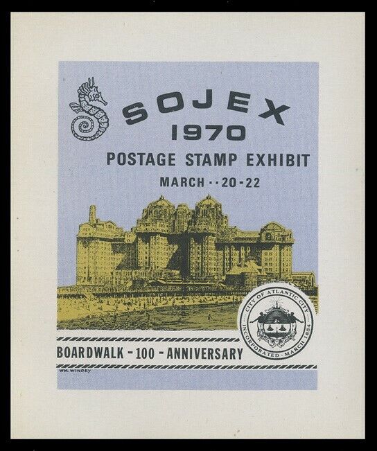 1970 Sojex Stamp Show Label - Atlantic City Boardwalk
