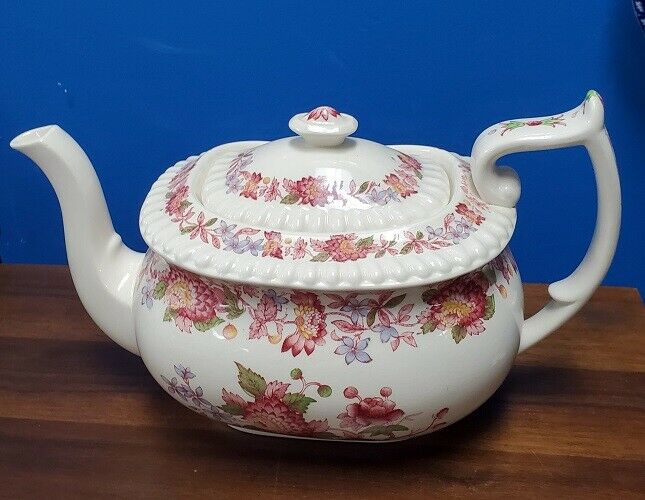 Spode England Spode's Aster Teapot With Lid 5 Cup, Nip On Spout, Red Stamp