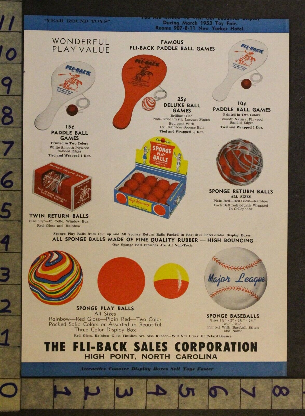 1953 Fli-back Yo-yo Spin Top Balloon High Point Whirl King Sport 2pg Toy Ad Tt87