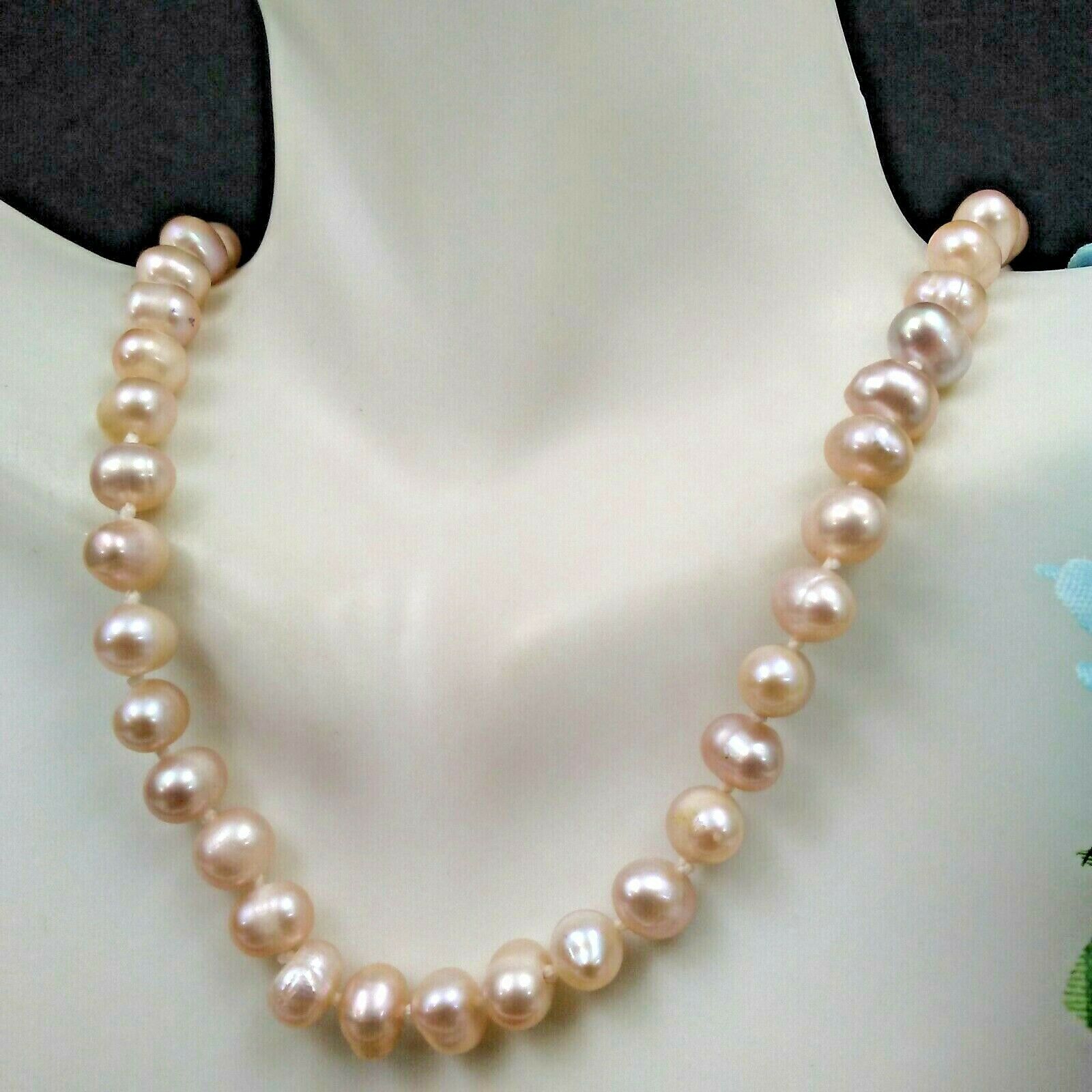 Estate Sale: Hand-knotted Real Pearl Beaded Necklace 18" #18-24