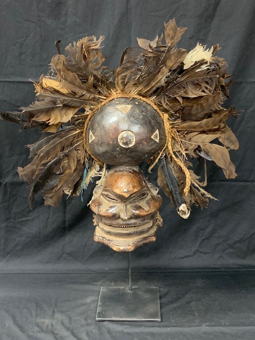 African Art Chokwe Mask With Metal Stand