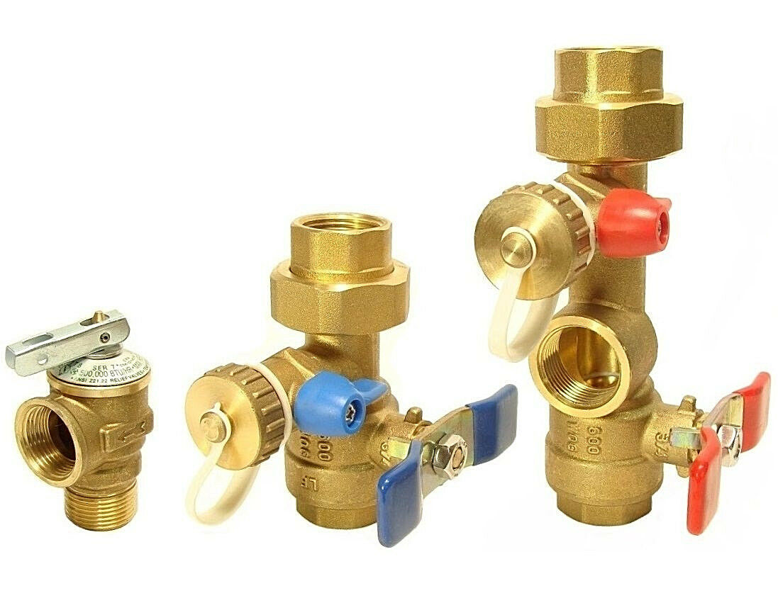 Rinnai - 3/4" Tankless Water Heater Isolation Valves Kit With Relief Valve