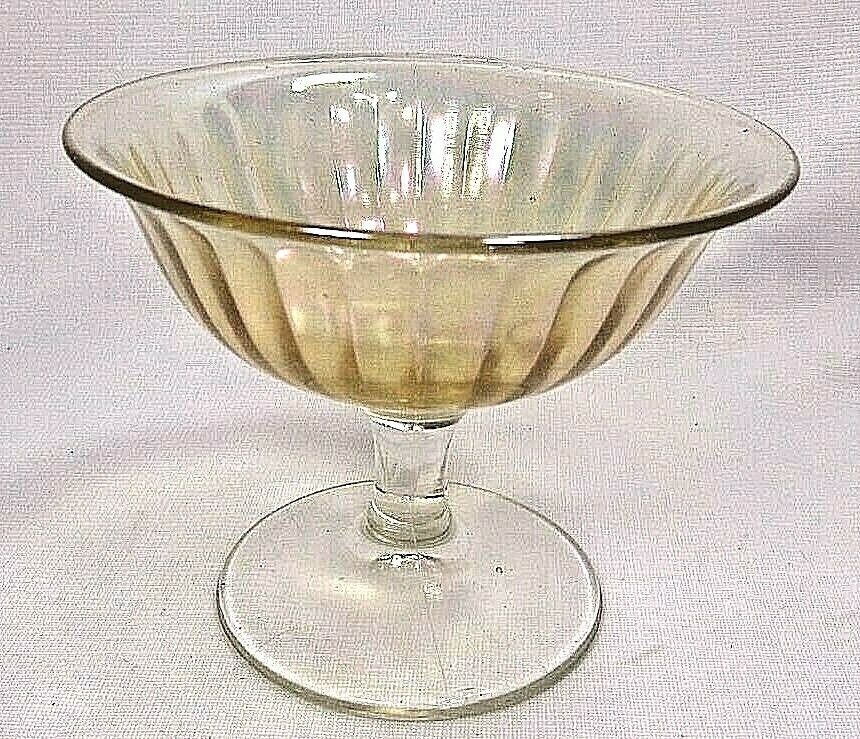 Antique Imperial Glass Co. #499 Sherbet, Clear, Honey, Iridescent, C.1910-1914