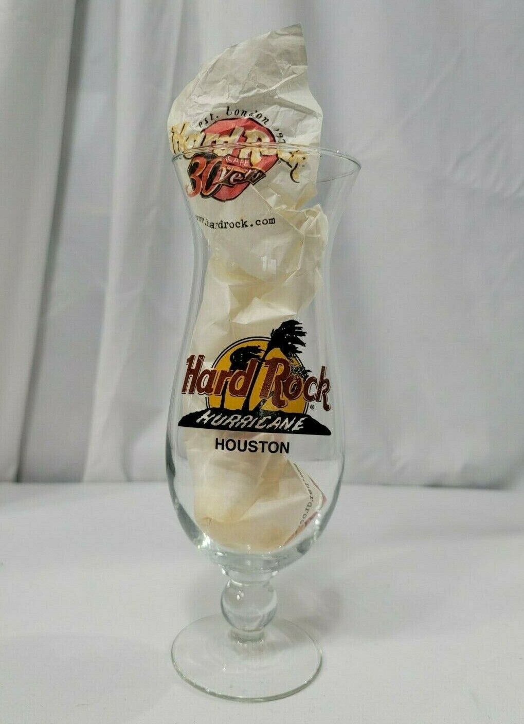Collectible Hard Rock Cafe Houston Hurricane 9" Cocktail Drink Glass