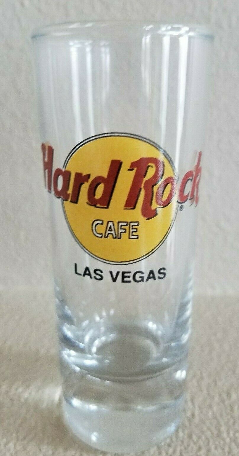 Hard Rock Cafe Souvenir Las Vegas Nv 4" Shot Glass Cordial Logo Red Bl Letter