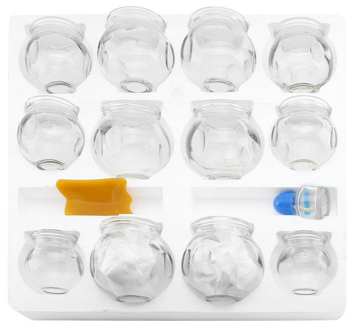 12 Pcs Thick Glass Cupping Set For Professionals 4 Different Sizes |  Us Seller