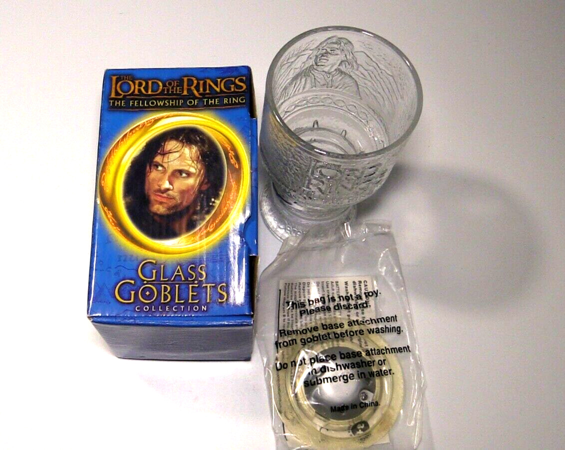 Lord Of The Rings Glass Goblet - (strider) Lights Up + Box 2001 New! Bk Series.