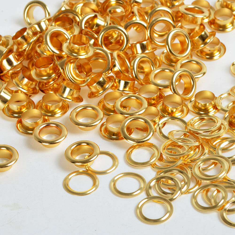4/5/6/8/10mm X 100 Gold Eyelets W/washer Grommets Leather Craft Scrapbooking