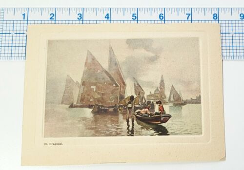 Italy Venice Venezia Bragozzi -  Vintage 1920's Lithograph