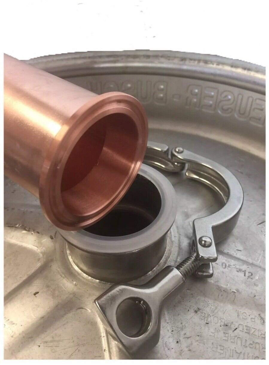 2" Copper Tri Clamp Ferrule Beer Keg Still Adapter Fits 2" Copper Pipe No Clamp