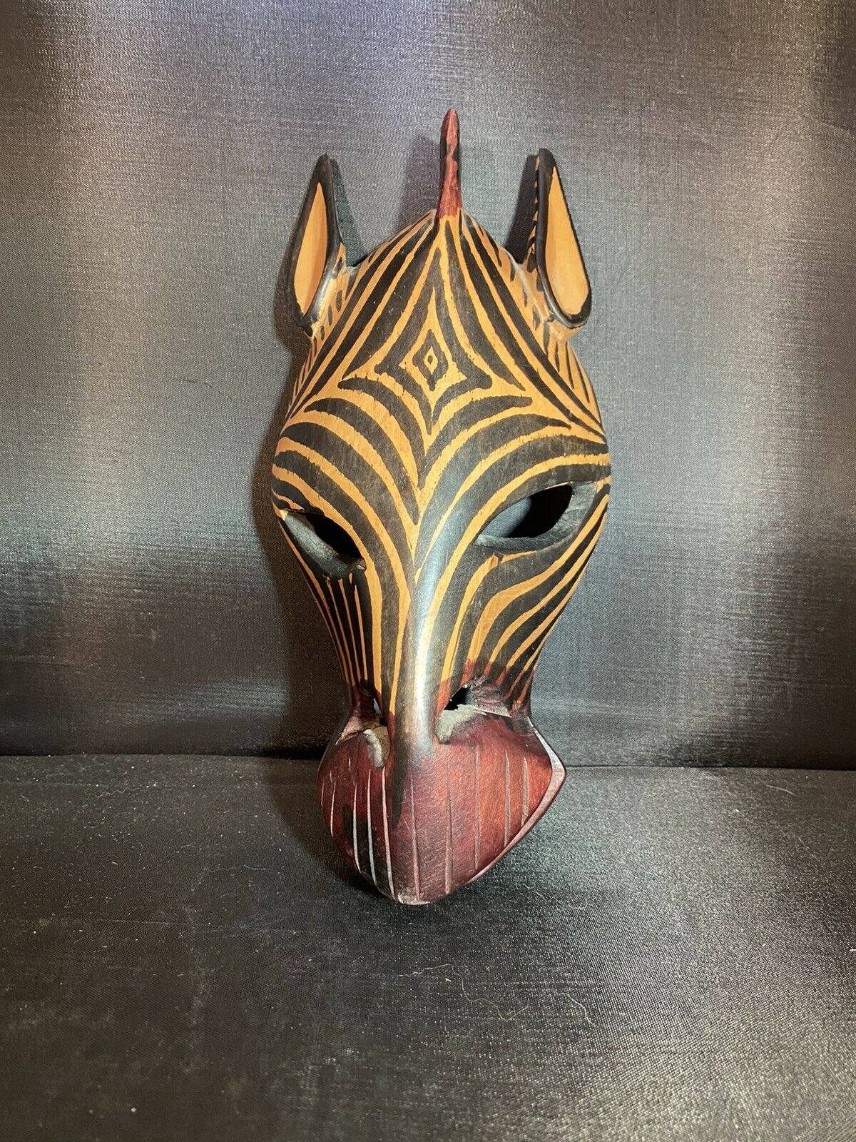 Wooden Carved Zebra Mask