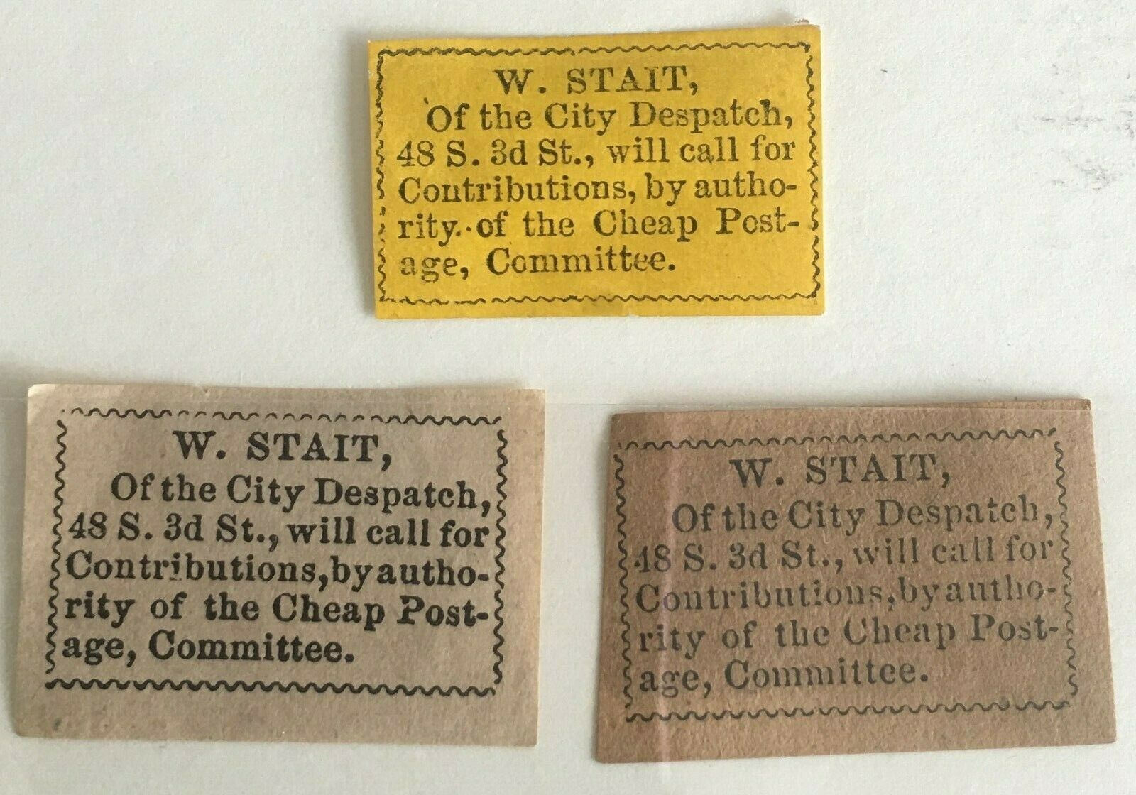 Genuine 1865 S. A. Taylor Us Locals "city Despatch Post" Bogus Forged Stamps