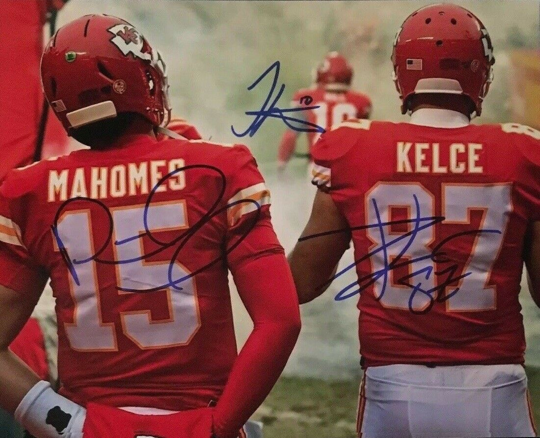Patrick Mahomes Travis Kelce Hill Autographed Signed 8x10 Photo (chiefs) Reprint