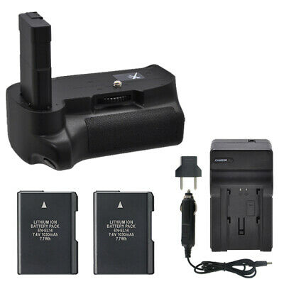 Battery Grip For Nikon D3100 D3200 D3300 + 2 En-el14 Batteries + Charger