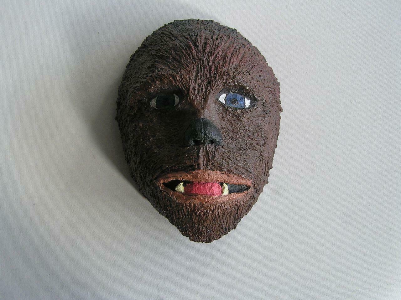 Ugand Gorilla Papermache Mask Folk Art Wall Hanging