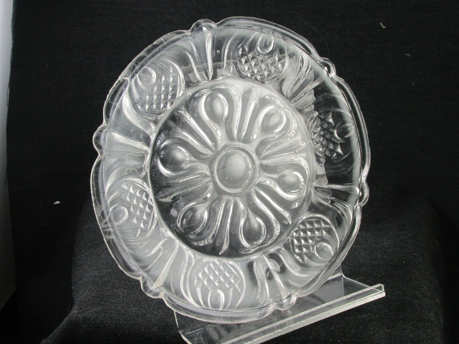 1860s Flint Eapg New England Pineapple Sandwich Clear Lead Glass 6 Inch Plate