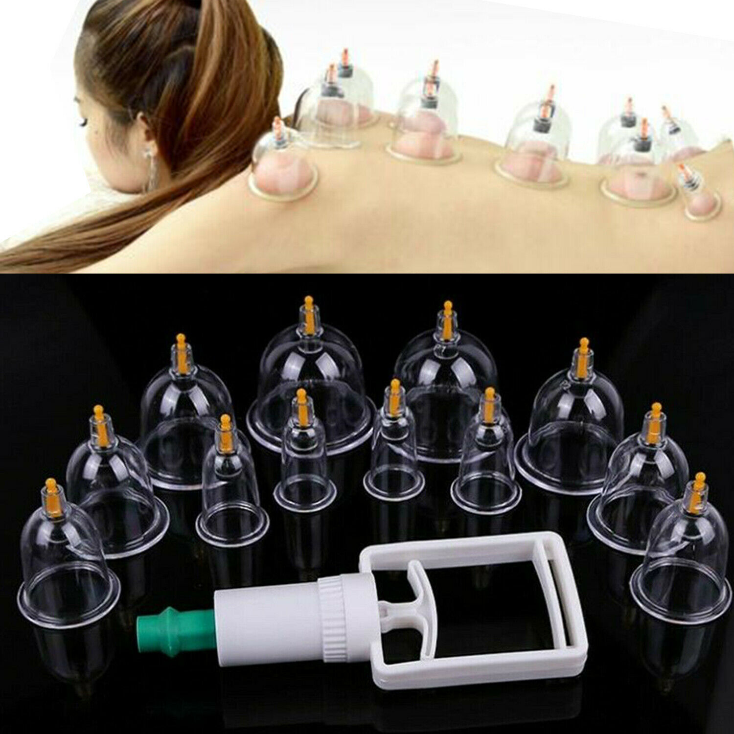 12 Cups/set Medical Chinese Vacuum Cupping Body Massage Therapy Healthy Suction