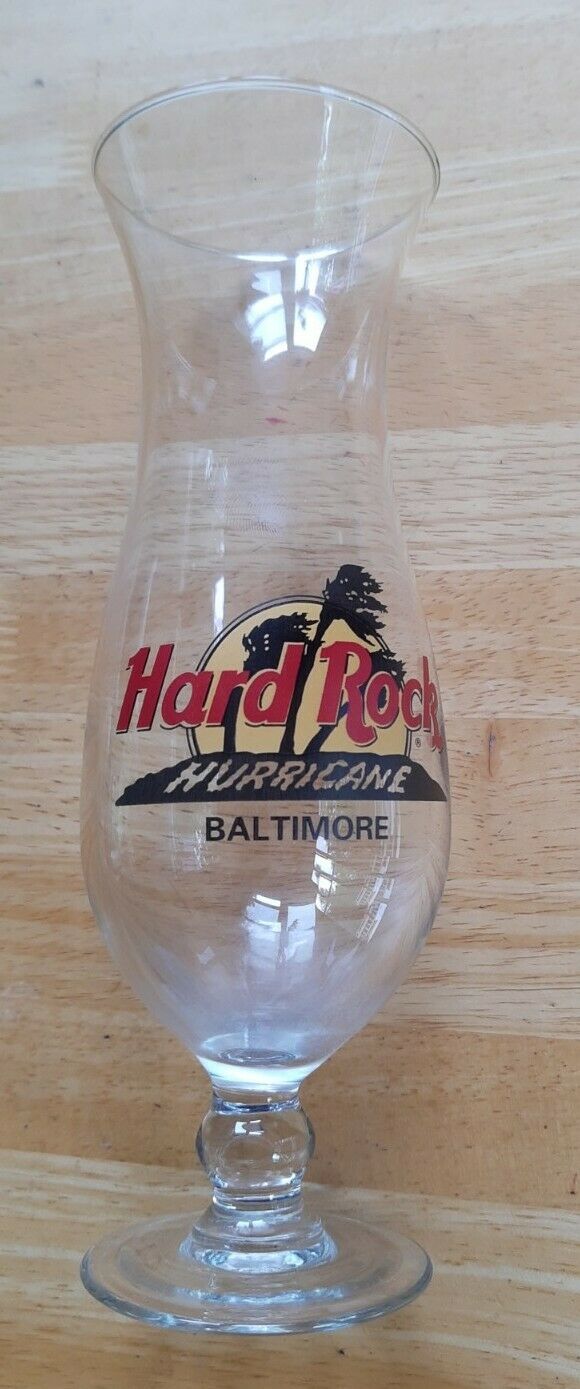 4x Hard Rock Cafe Baltimore Hurricane Glass Double Black Circle Great Condition!