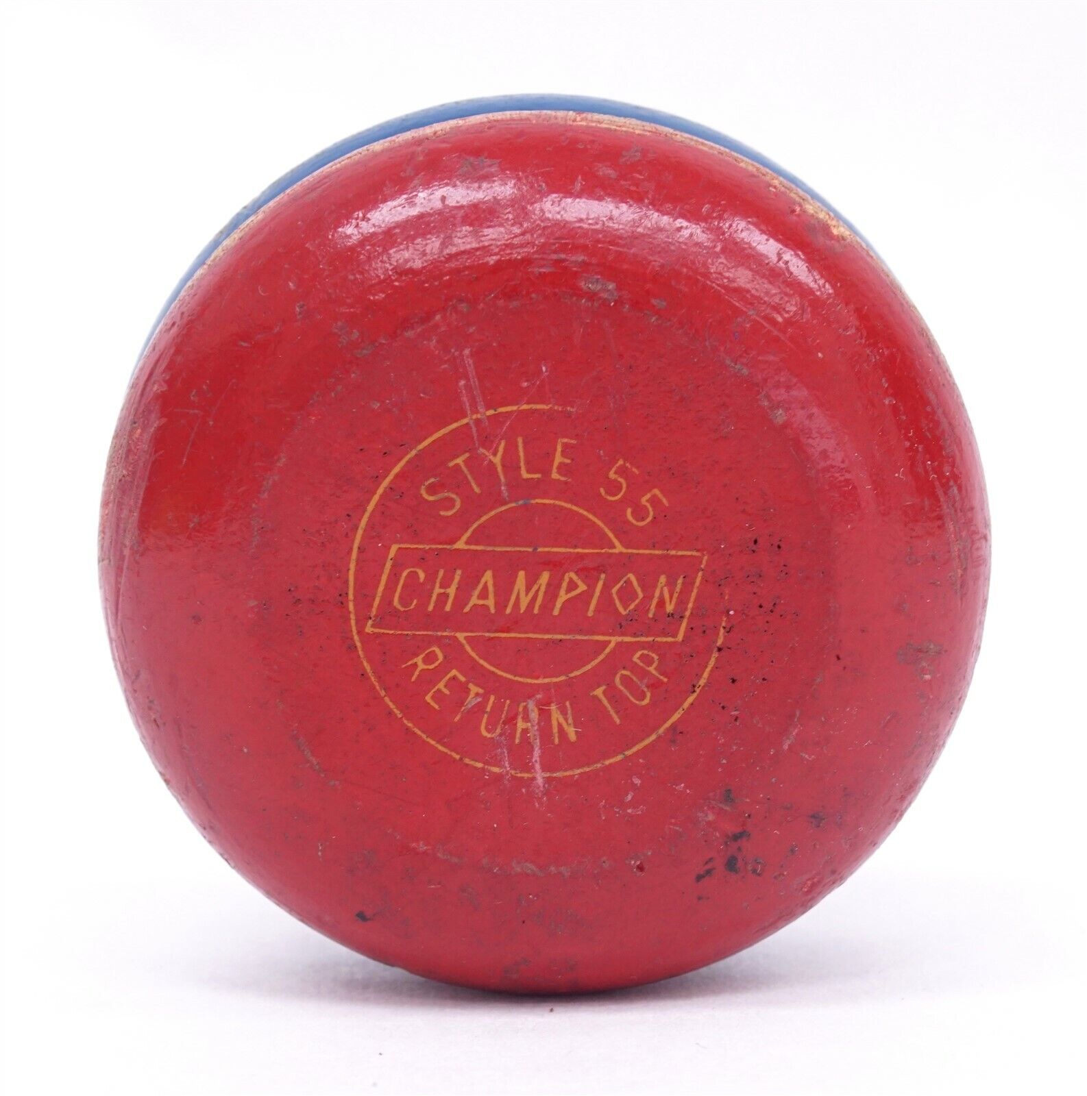 Vintage 1955 Champion Style 55 Return Top Red & Blue Wooden Yo-yo