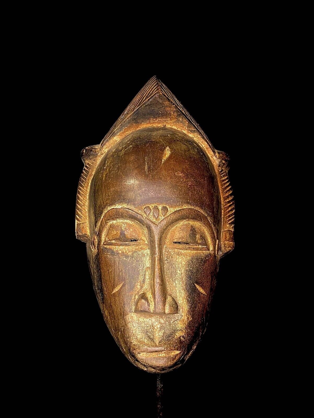 African Tribal Face Mask Wood Hand Carved Wall Hang Baule Ndoma Face Mask- 3121