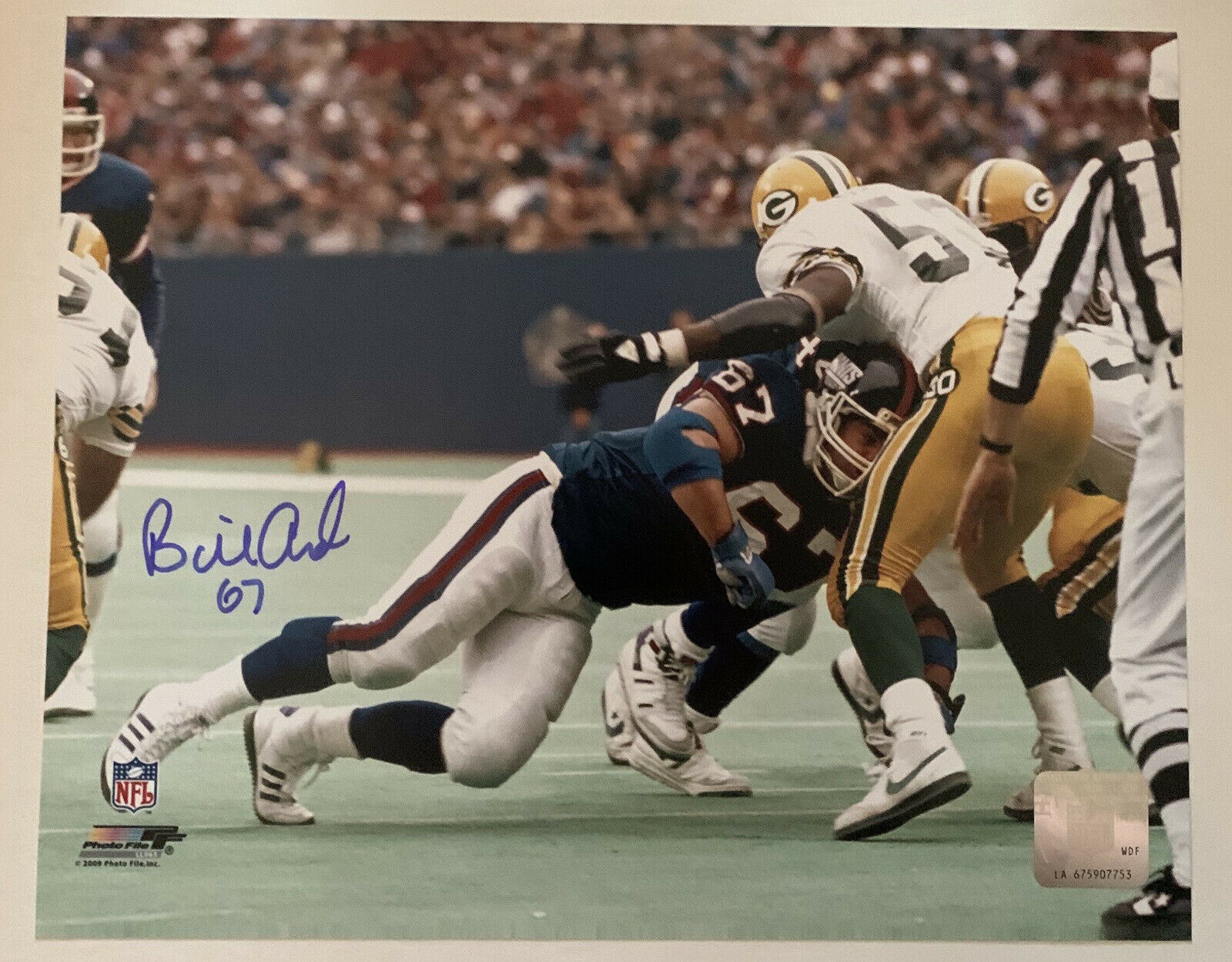 Billy Ard Autographed 8x10 Photo New York Giants Photo File