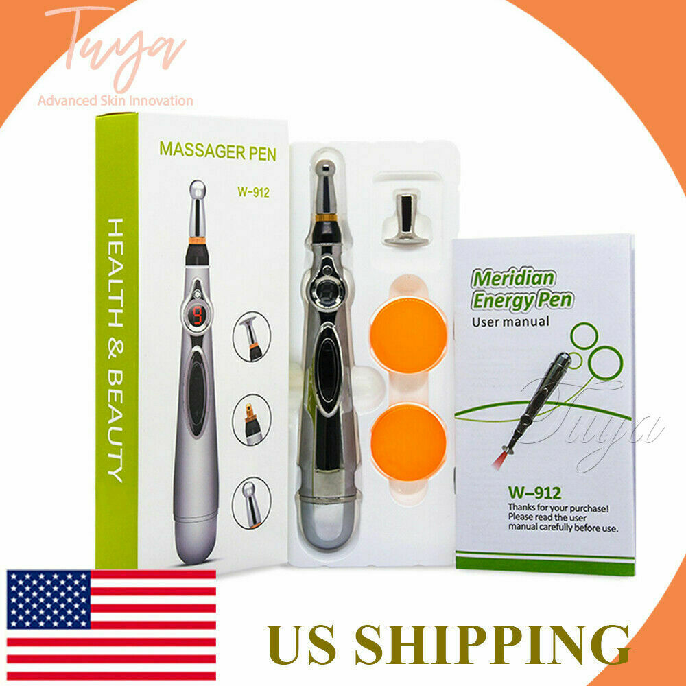 Meridian Acupuncture Pen With 3 Massage Head Energy Pain Therapy Relief